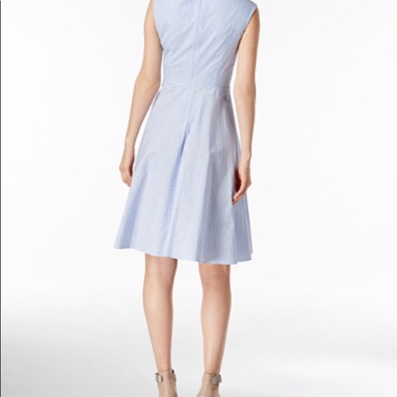 Calvin Klein Cotton Striped Wrap Dress Petite NWT - Picture 2 of 4